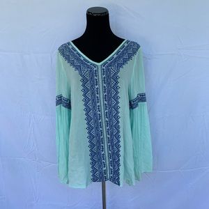ALTAR’D STATE turquoise Flowy top